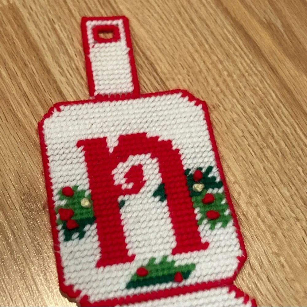 Vintage NOEL Christmas plastic canvas‎ hanging decor